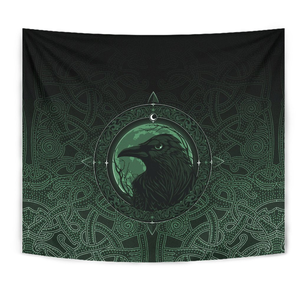 Viking Tapestry, Ethnic Odin Raven Green RLT12 - Wonder Print Shop