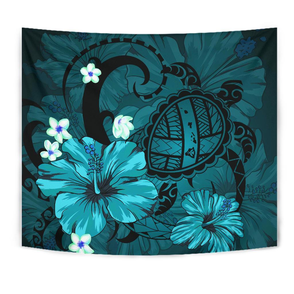 hawaii-turtle-poly-tribal-turquoise-tapestry