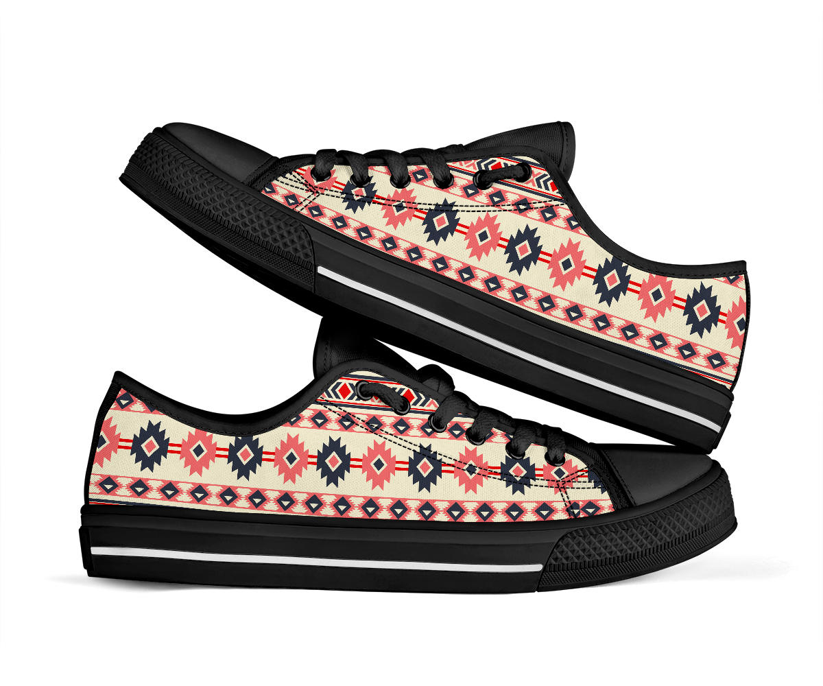 pink-and-navy-pattern-native-american-no-box-low-top-shoes-black