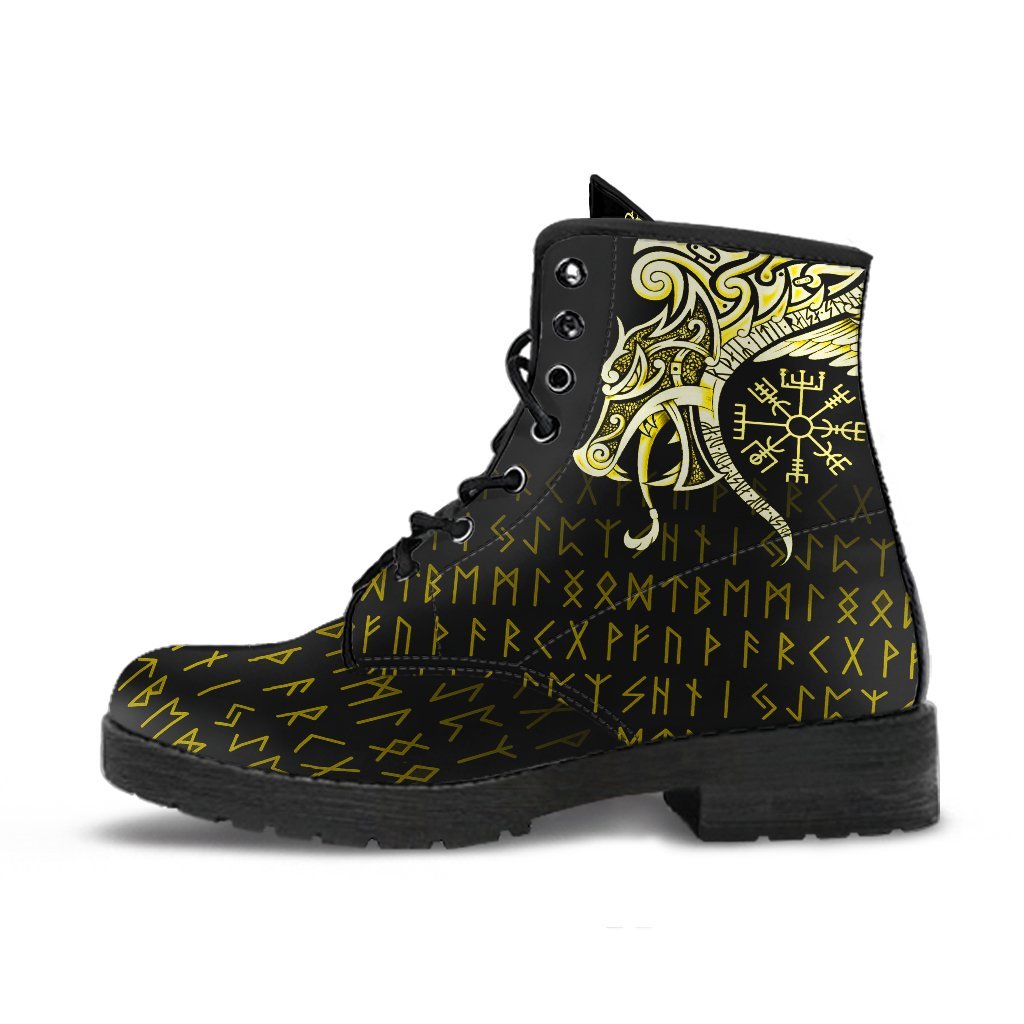 viking-leather-boots-fenrir-raven-and-vegvisir-tattoo-yellow