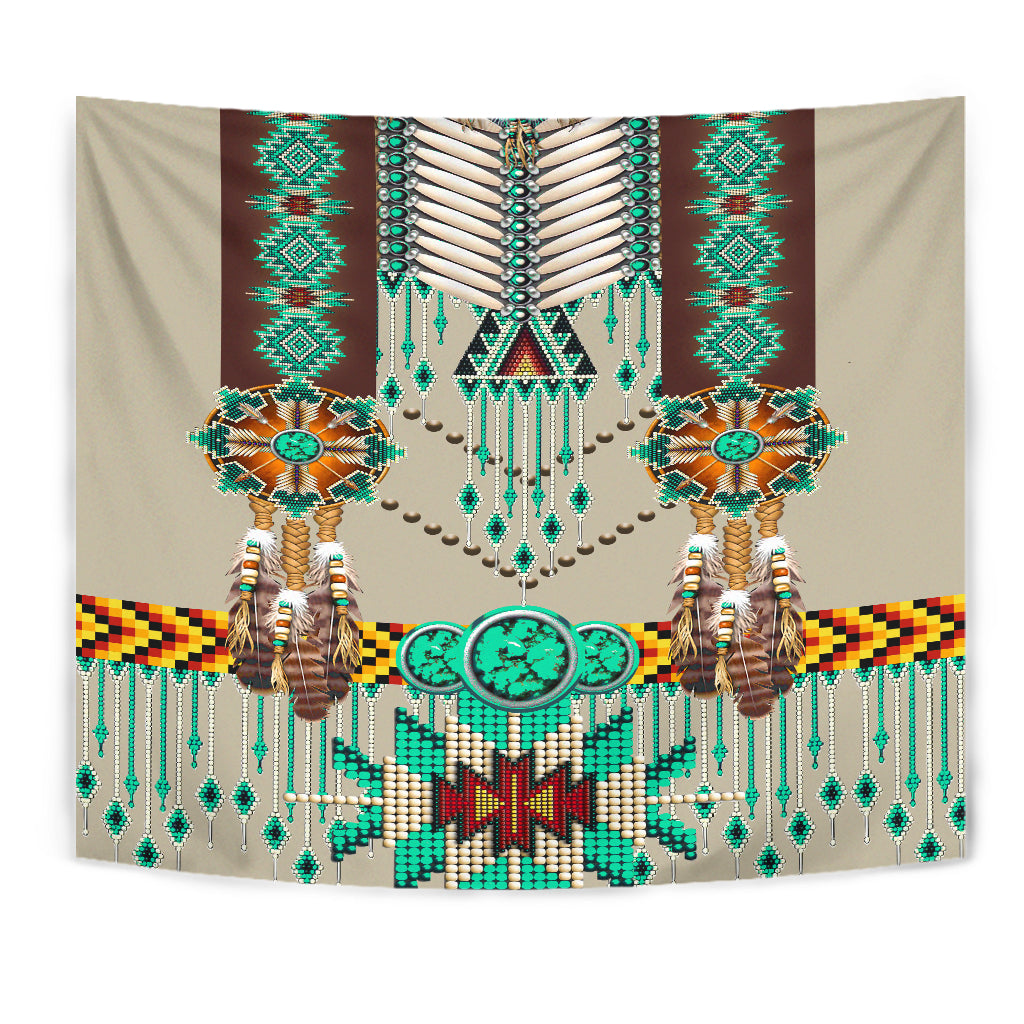 Native American Green Pattern Breastplate Tapestry LT10 - Wonder Print Shop