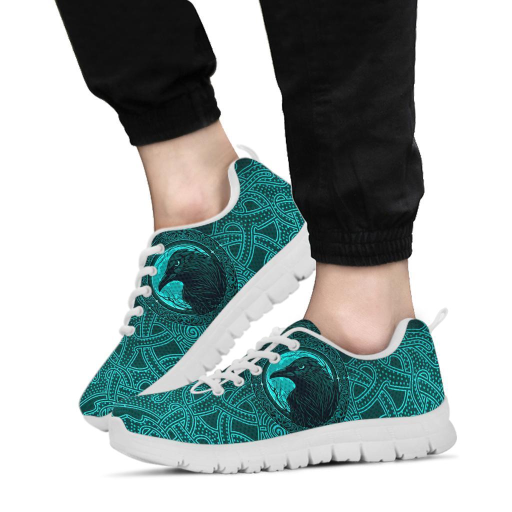 Viking Sneakers, Ethnic Odin Raven Cyan RLT12 - Wonder Print Shop