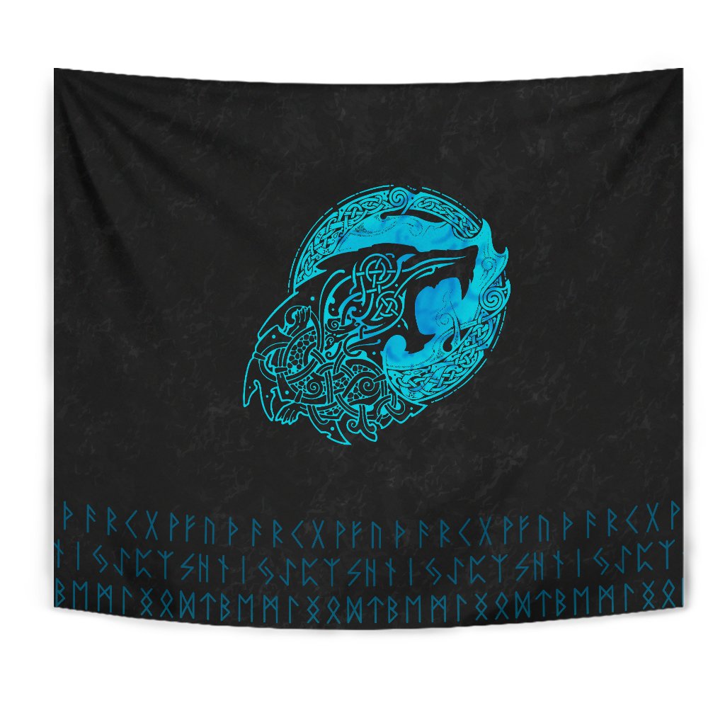 Viking Tapestry - Fenrir Wolf Cyan RLT12 - Wonder Print Shop