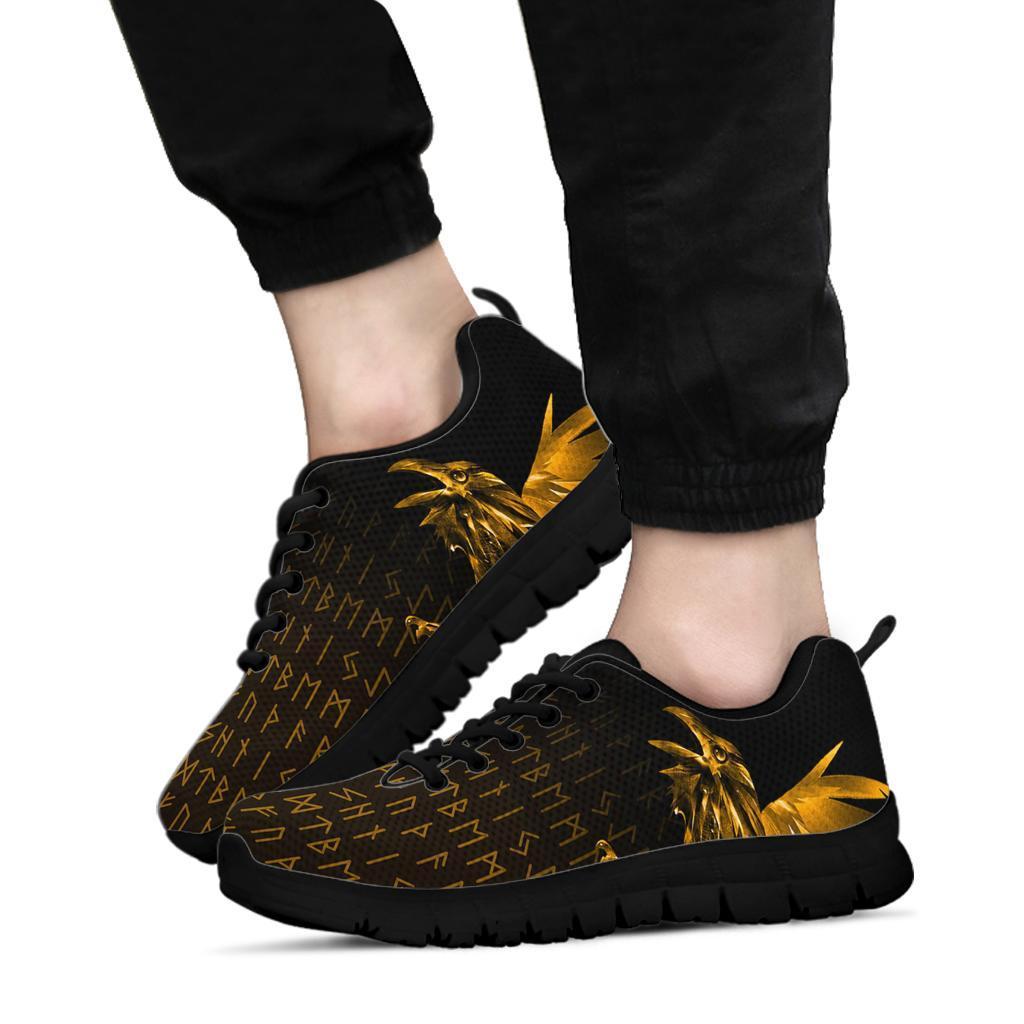 Viking Sneakers - The Raven Of Odin Rune, Gold RLT12 - Wonder Print Shop