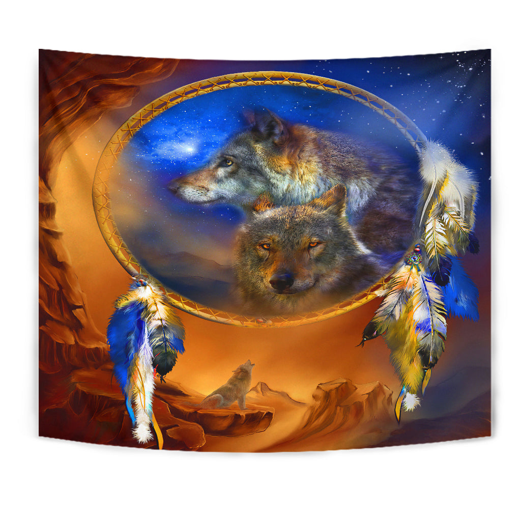 Wolf Dreamcatcher Native American Tapestry LT10 - Wonder Print Shop