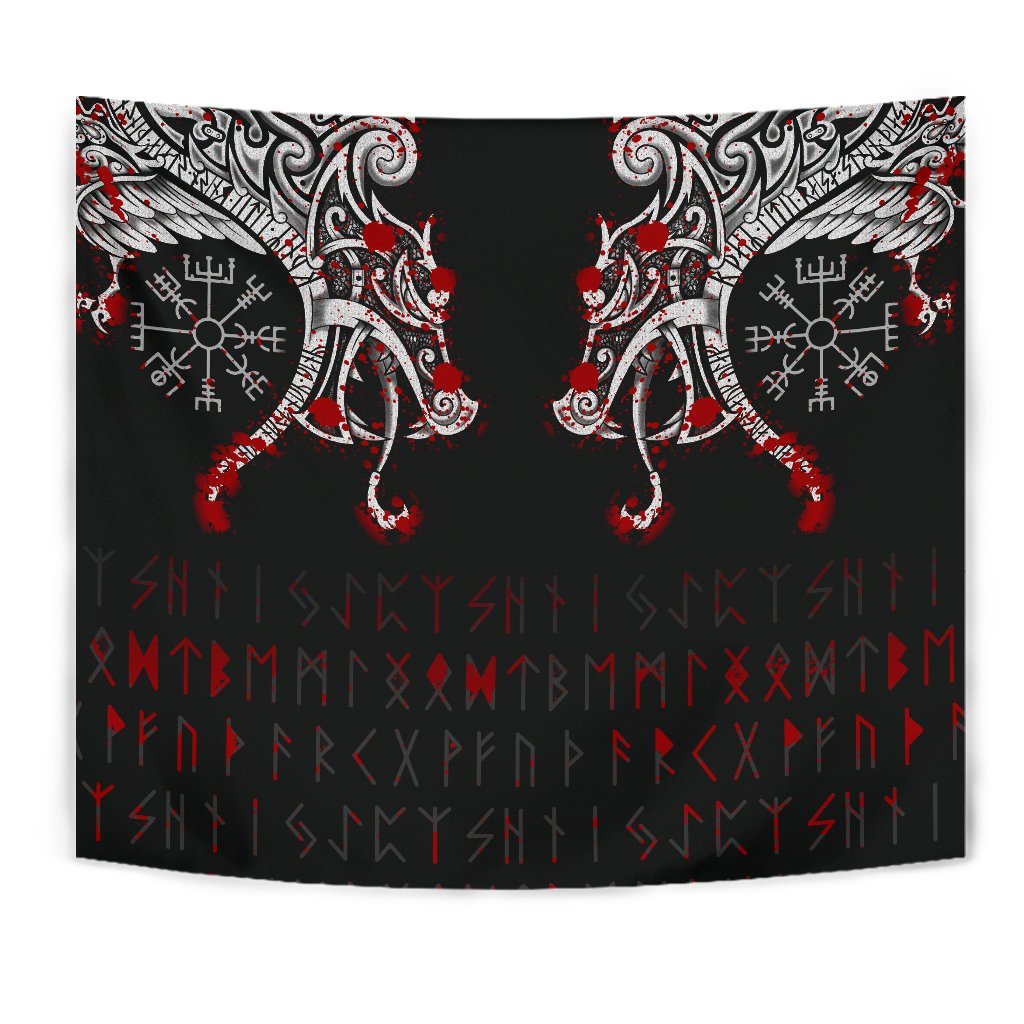 Viking Tapestry - Double Dragon Tattoo and Vegvisir Blood RLT12 - Wonder Print Shop