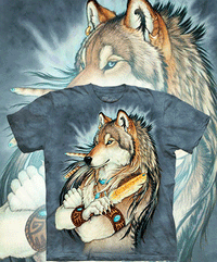Wolf Man Gold Feather Native American Design 3D T Shirt LT10 - Wonder Print Shop