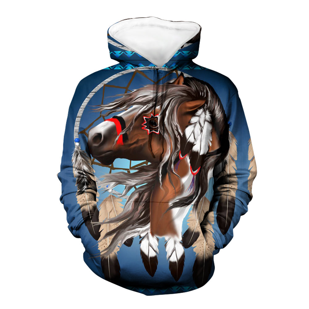 Native American Horse Feathers Dream Catcher 3D Hoodie LT10 - Wonder Print Shop