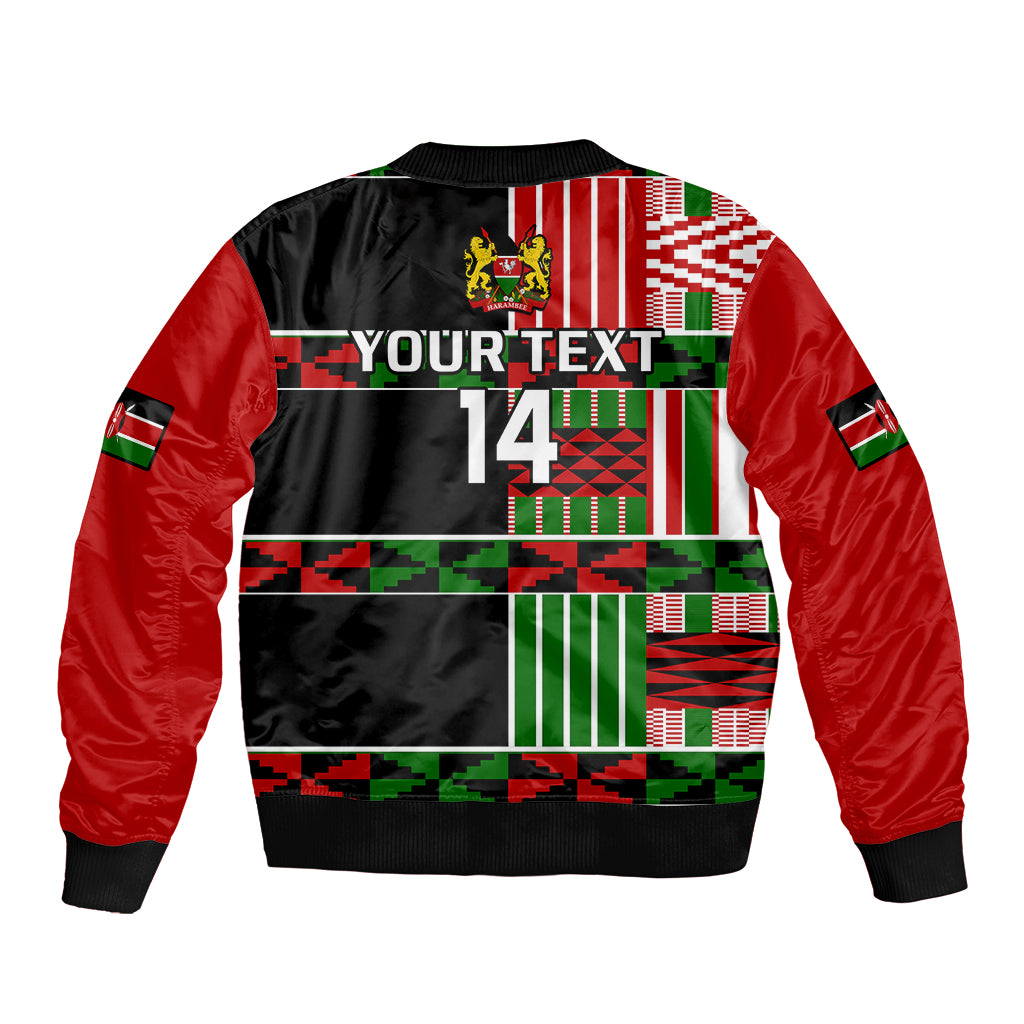 (Custom Text And Number) Kenya Rugby Sevens Kenyan Pattern Version Bomber Jacket - Wonder Print Shop
