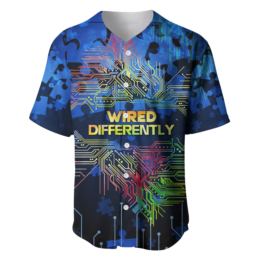 Autism Acceptance Month Neurodiversity - Wired Differently Baseball Jersey TS07 - Wonder Print Shop