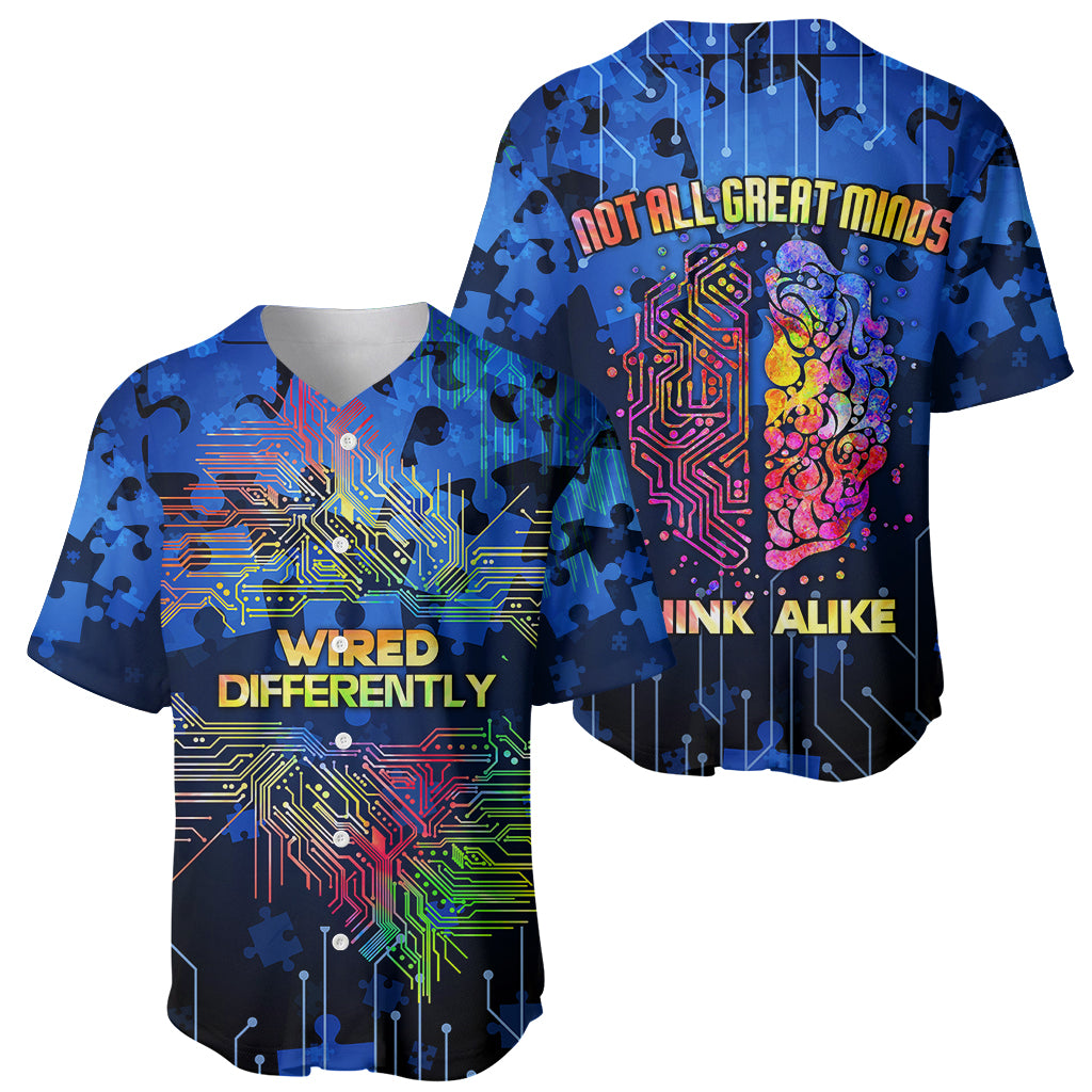 Autism Acceptance Month Neurodiversity - Wired Differently Baseball Jersey TS07 - Wonder Print Shop