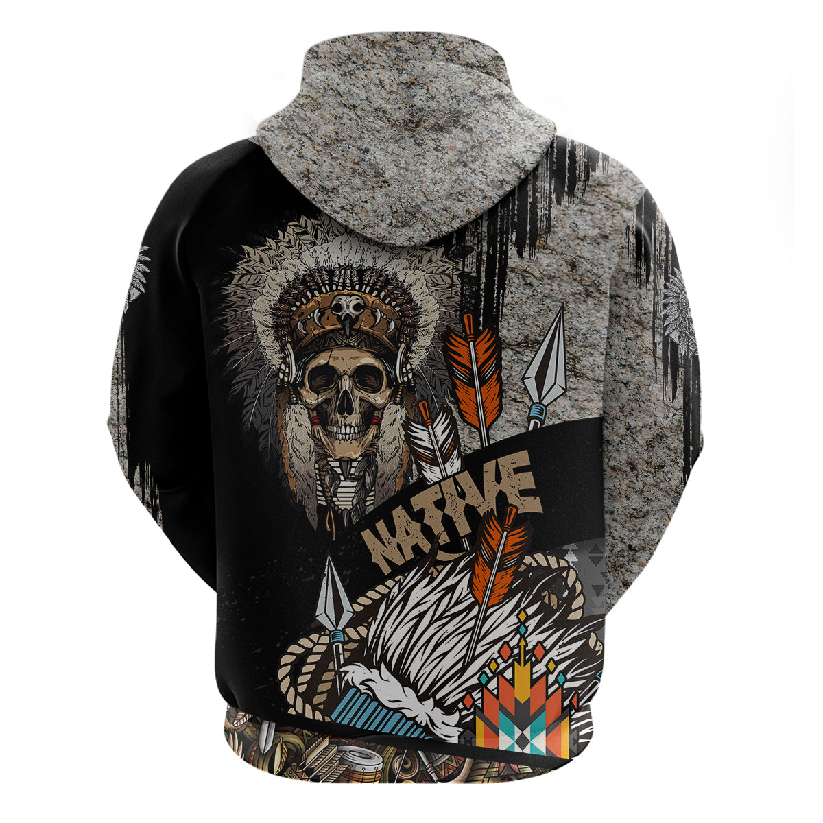Native American Feather Headdress Abstract Grunge Pattern Hoodie - Wonder Print Shop