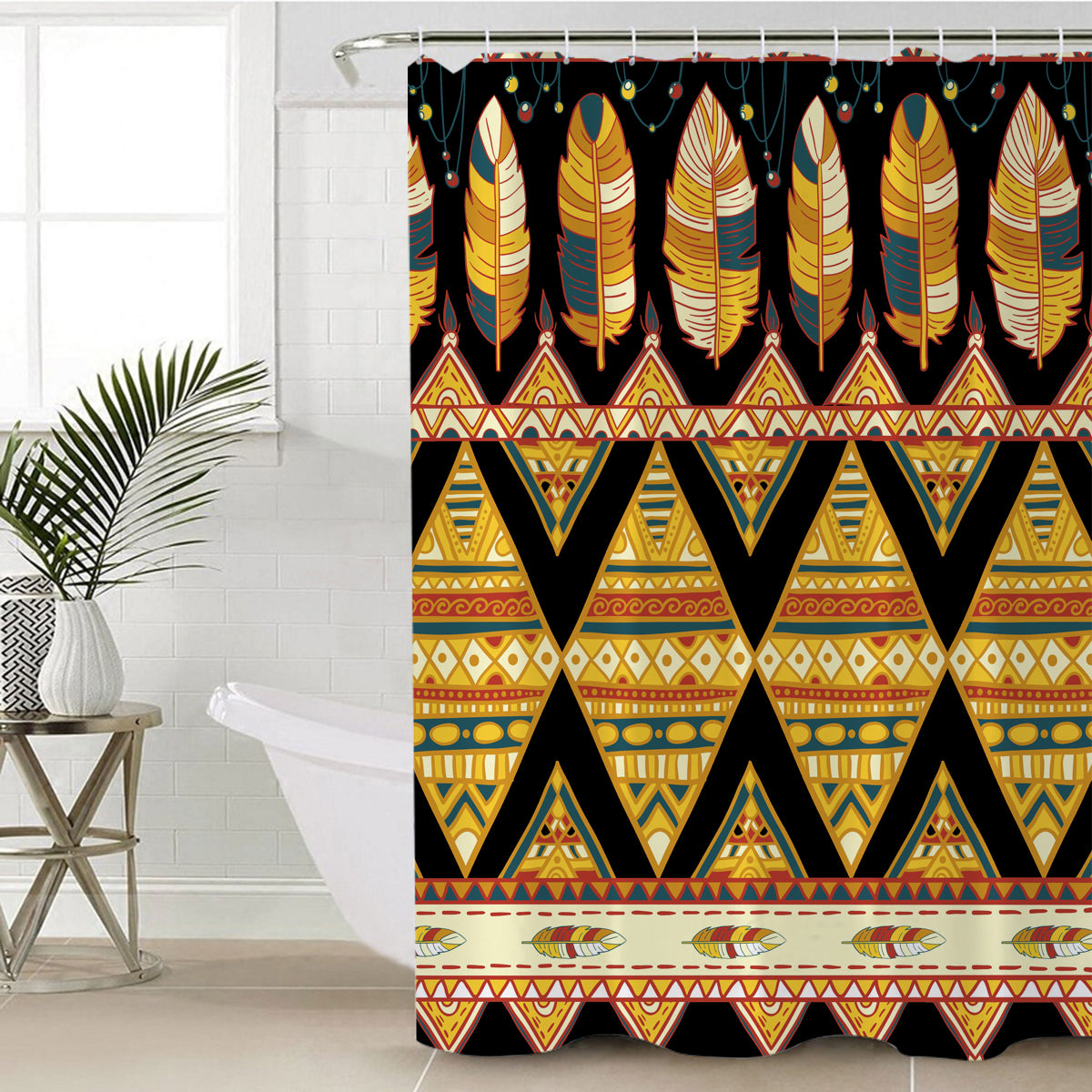 feather-yellow-native-shower-curtain