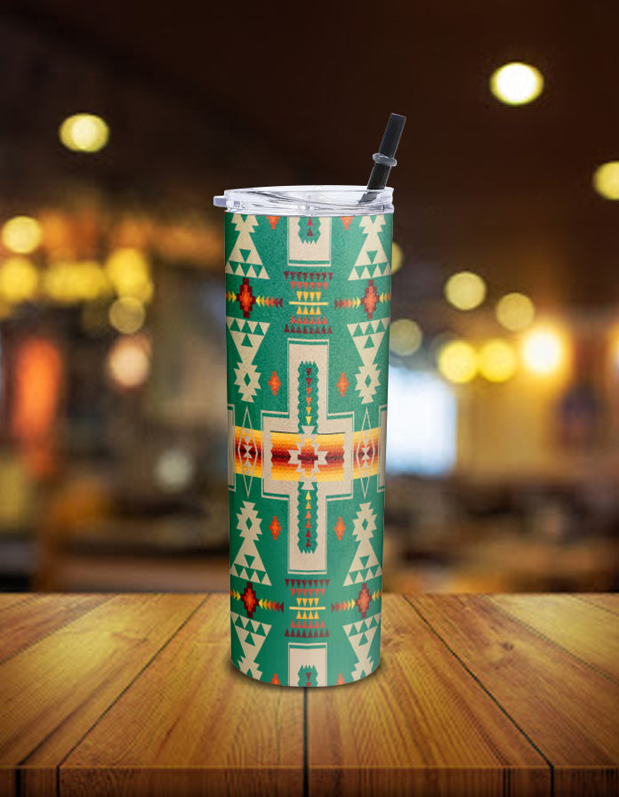 Green Tribe Design Native American Skinny Tumbler LT10 - Wonder Print Shop