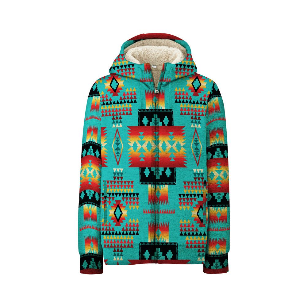 Blue Native American Pattern 3D Fleece Hoodie LT10 - Wonder Print Shop