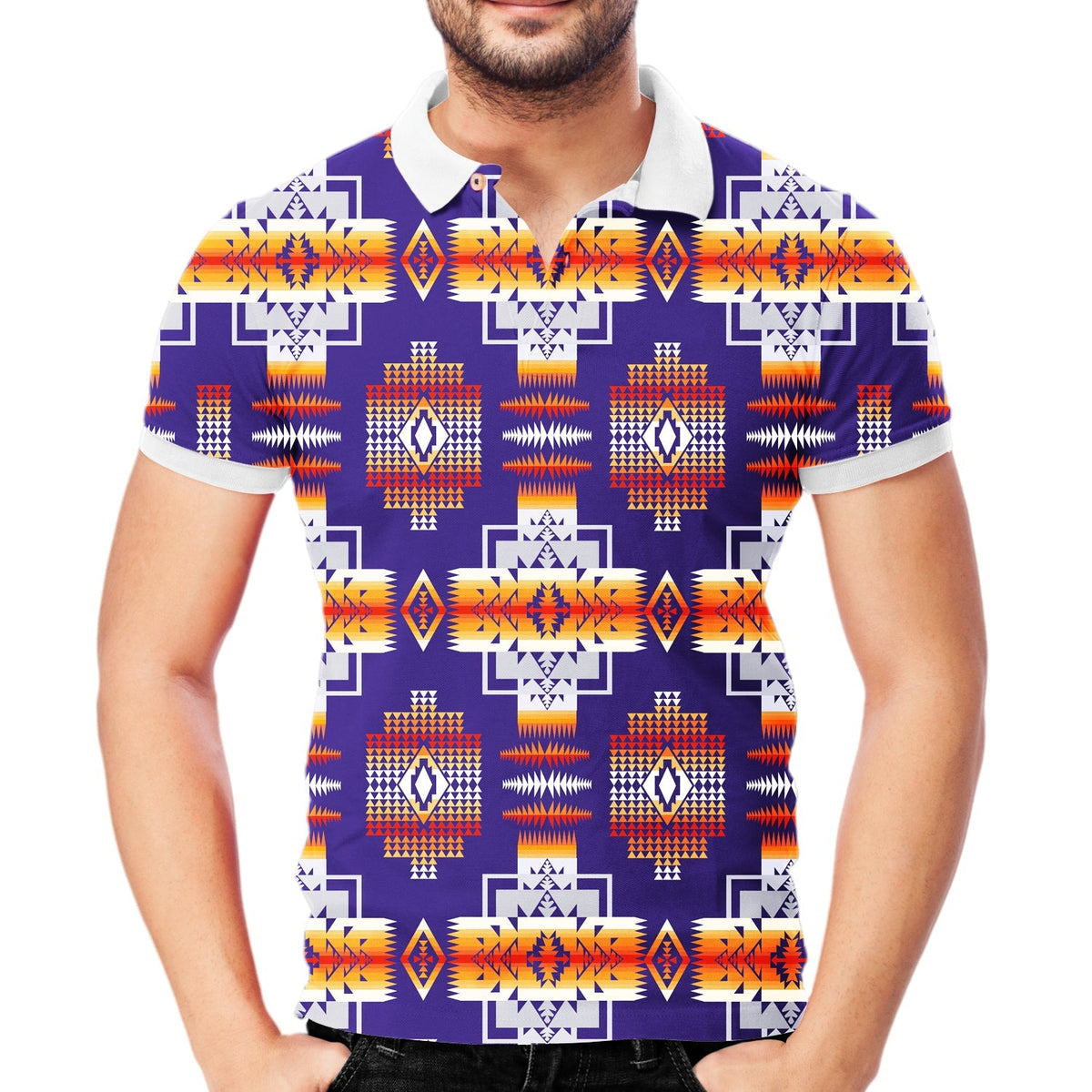Purple Pattern Native American Polo T Shirt 3D LT10 - Wonder Print Shop