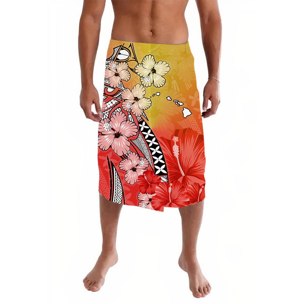 Hawaii Lavalava Polynesia Special 02 Hibiscus and Map Mystical LT13 - Wonder Print Shop