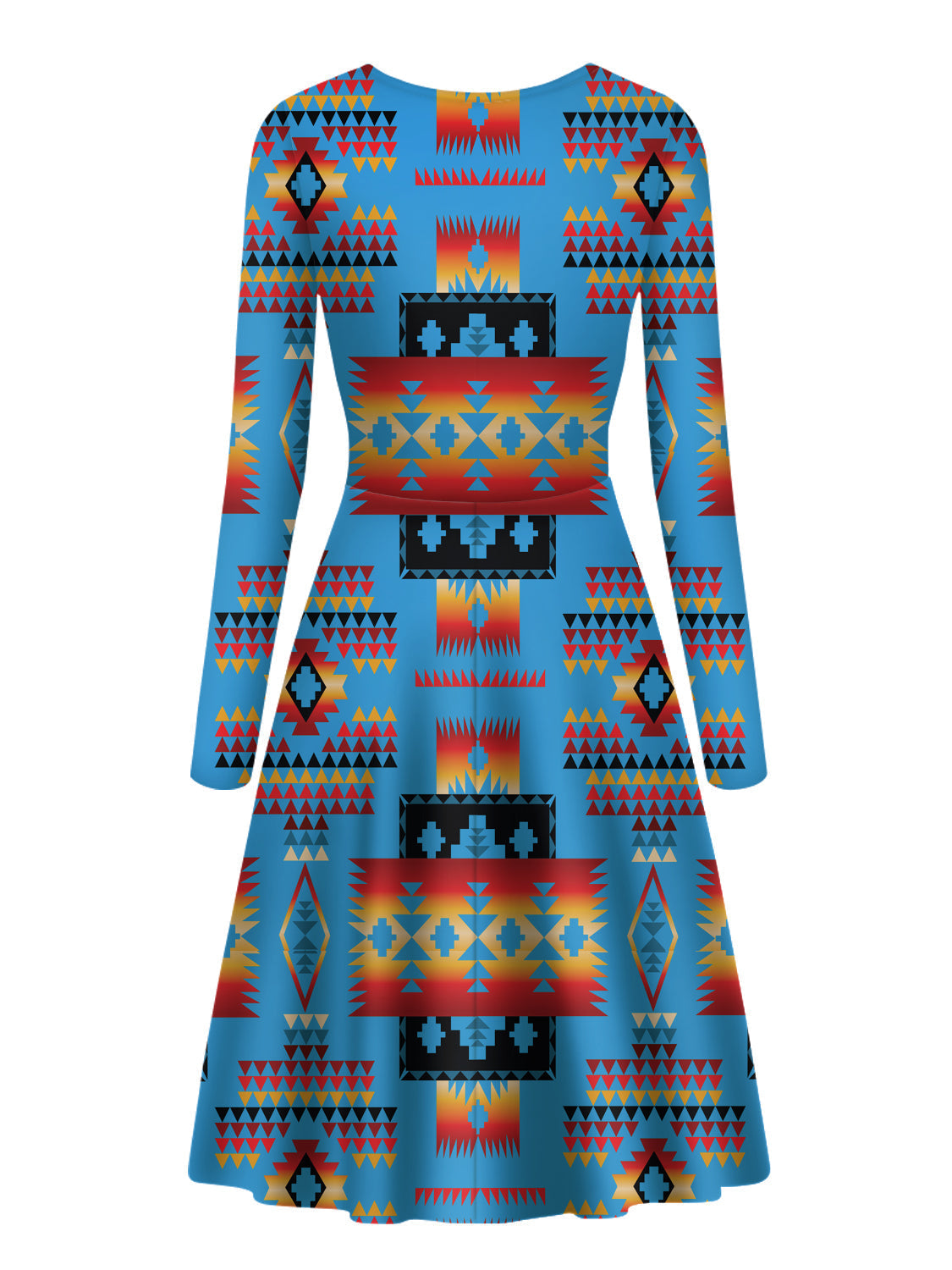 navy-pattern-native-american-long-sleeve-dress