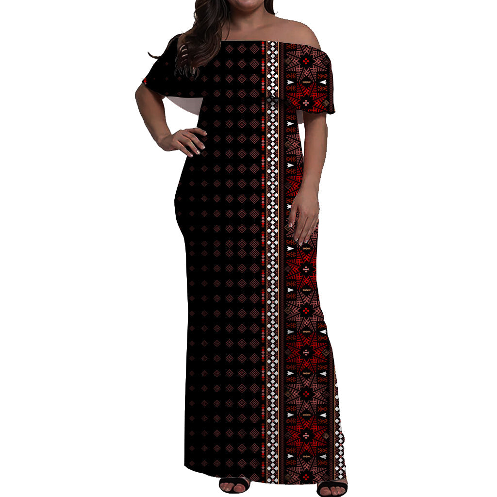 ethiopia-off-shoulder-long-dress-red-african-pattern