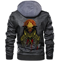 Viking Valknut Zipper Leather Jacket - Raven Valknut RLT12 - Wonder Print Shop