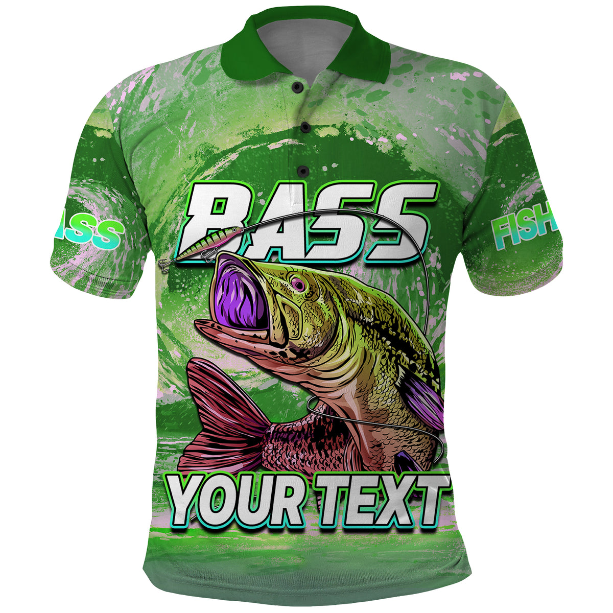 Custom Bass Fishing is Life Hook Sport Largemouth Green Polo Shirt - Wonder Print Shop