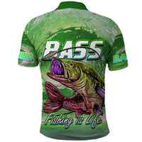 Custom Bass Fishing is Life Hook Sport Largemouth Green Polo Shirt - Wonder Print Shop