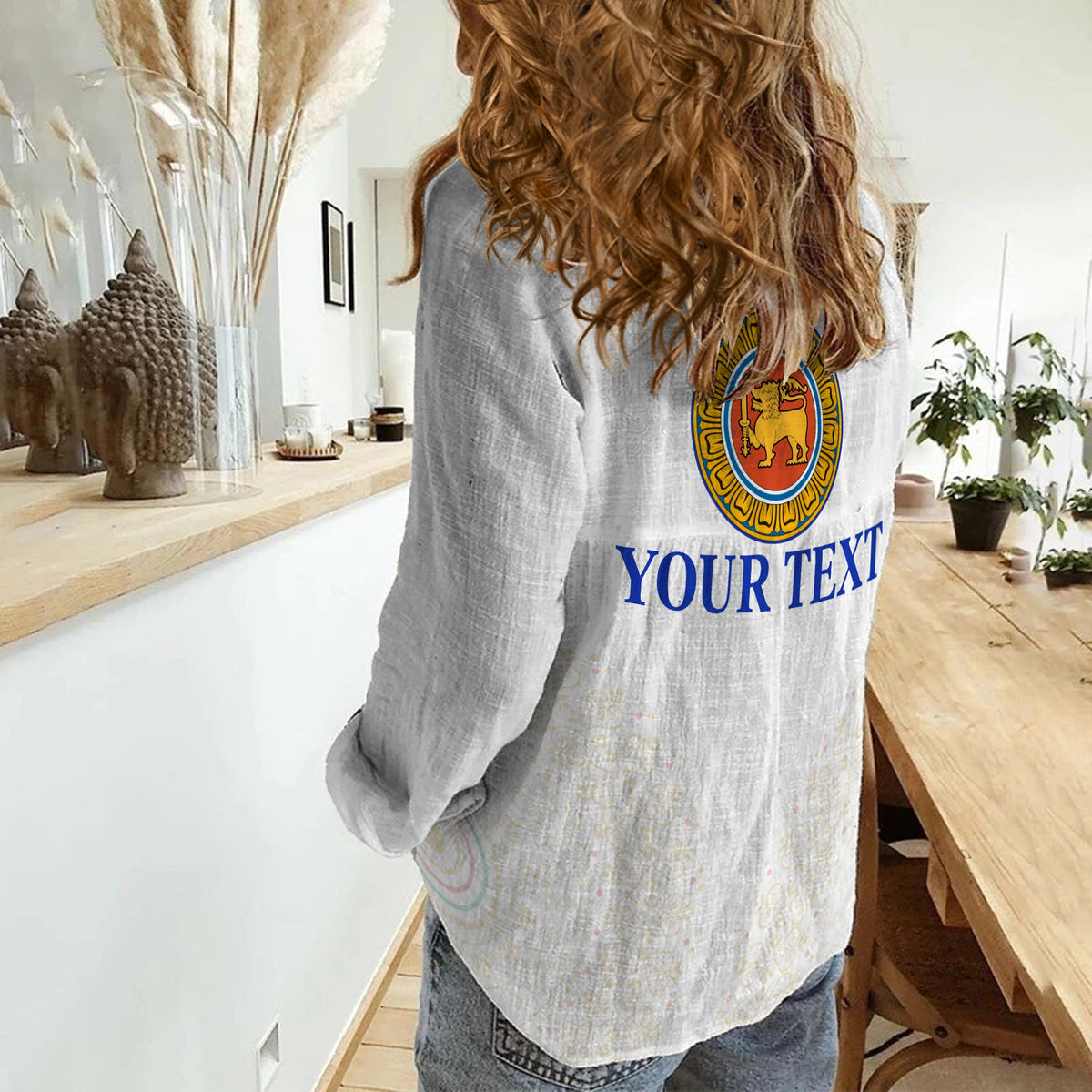 (Custom Personalised) Sri Lanka Women Casual Shirt Traditional Pattern and Elephants LT13 - Wonder Print Shop