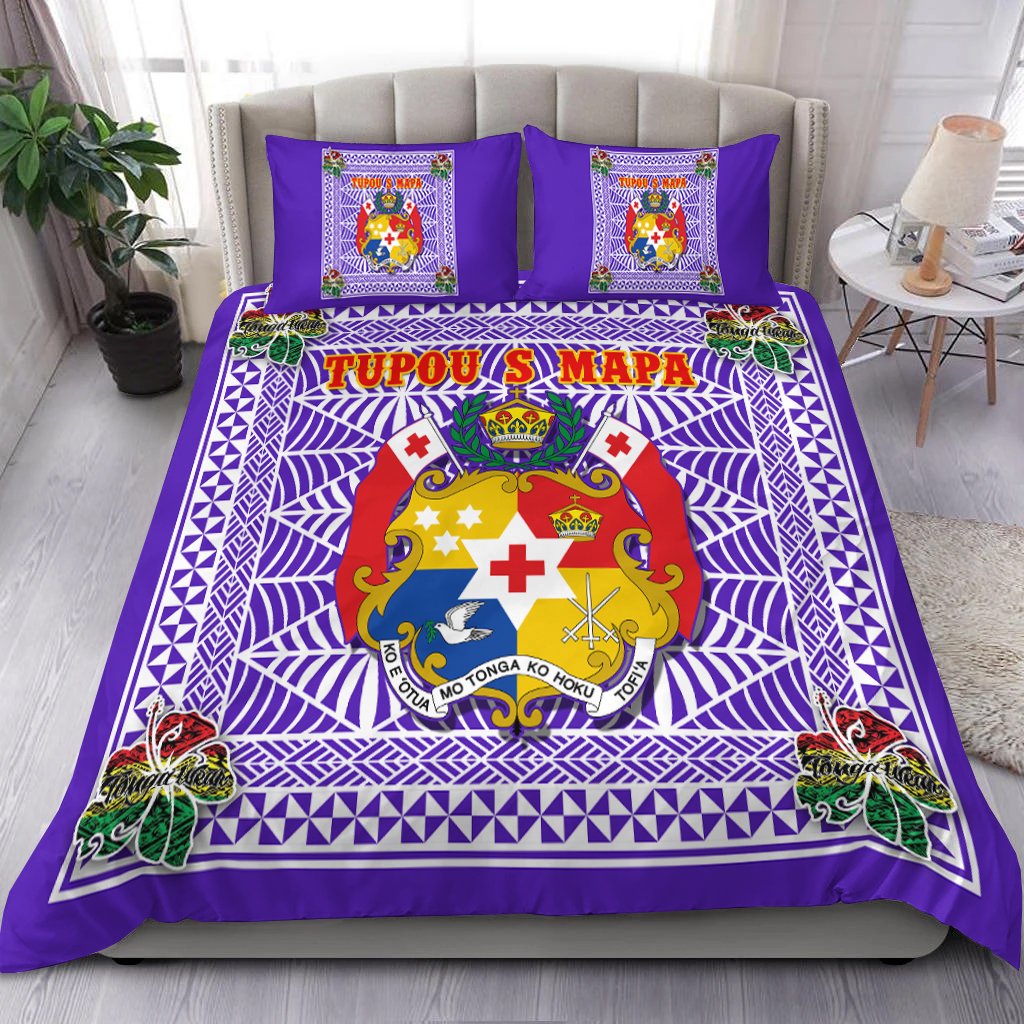 (Tupou S Mapa) Tonga Pattern with Coat of Arms Bedding Set LT4 - Wonder Print Shop