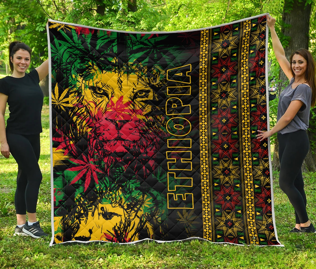 Ethiopia Lion Reggae Premium Quilt Ethiopian Cross LT13 - Wonder Print Shop