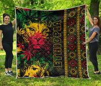 Ethiopia Lion Reggae Premium Quilt Ethiopian Cross LT13 - Wonder Print Shop
