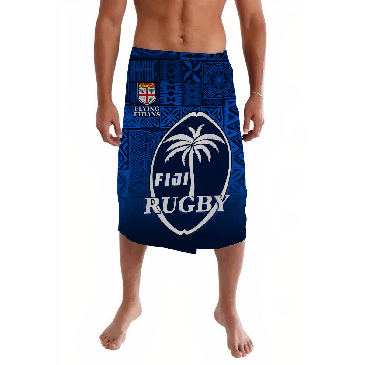Fiji Rugby Lavalava Flying Fijians Blue Tapa Pattern LT13 - Wonder Print Shop