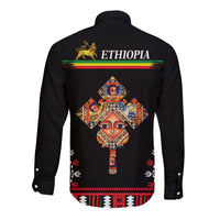 Ethiopia Long Sleeve Button Shirt - Ethiopian Cross LT13 - Wonder Print Shop