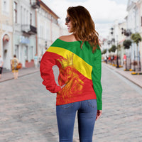 (Custom Personalised) Ethiopia Off Shoulder Sweater Ethiopian Cross and Lion of Judah LT13 - Wonder Print Shop