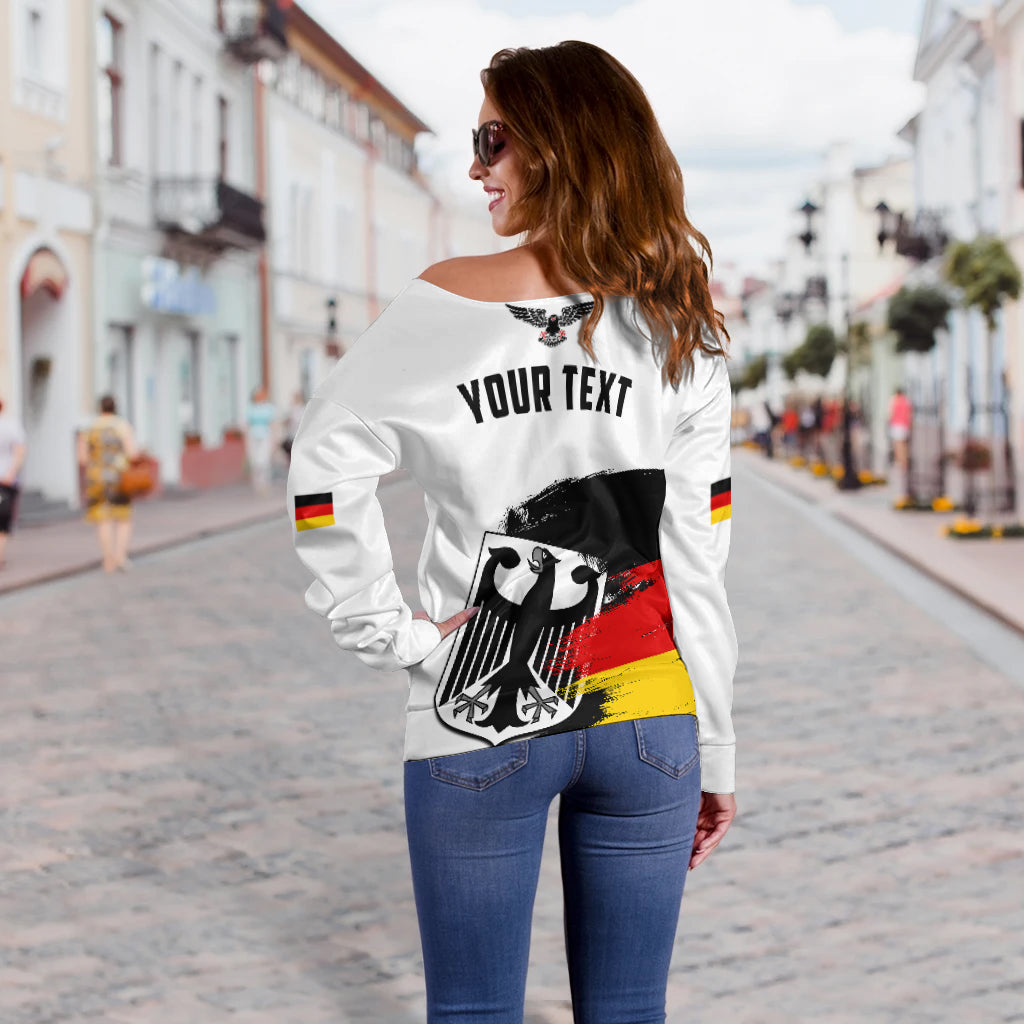 (Custom Personalised) Germany Off Shoulder Sweater Grunge Deutschland Flag and Eagle LT13 - Wonder Print Shop