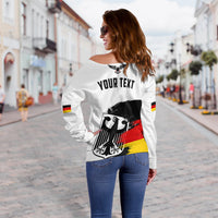 (Custom Personalised) Germany Off Shoulder Sweater Grunge Deutschland Flag and Eagle LT13 - Wonder Print Shop