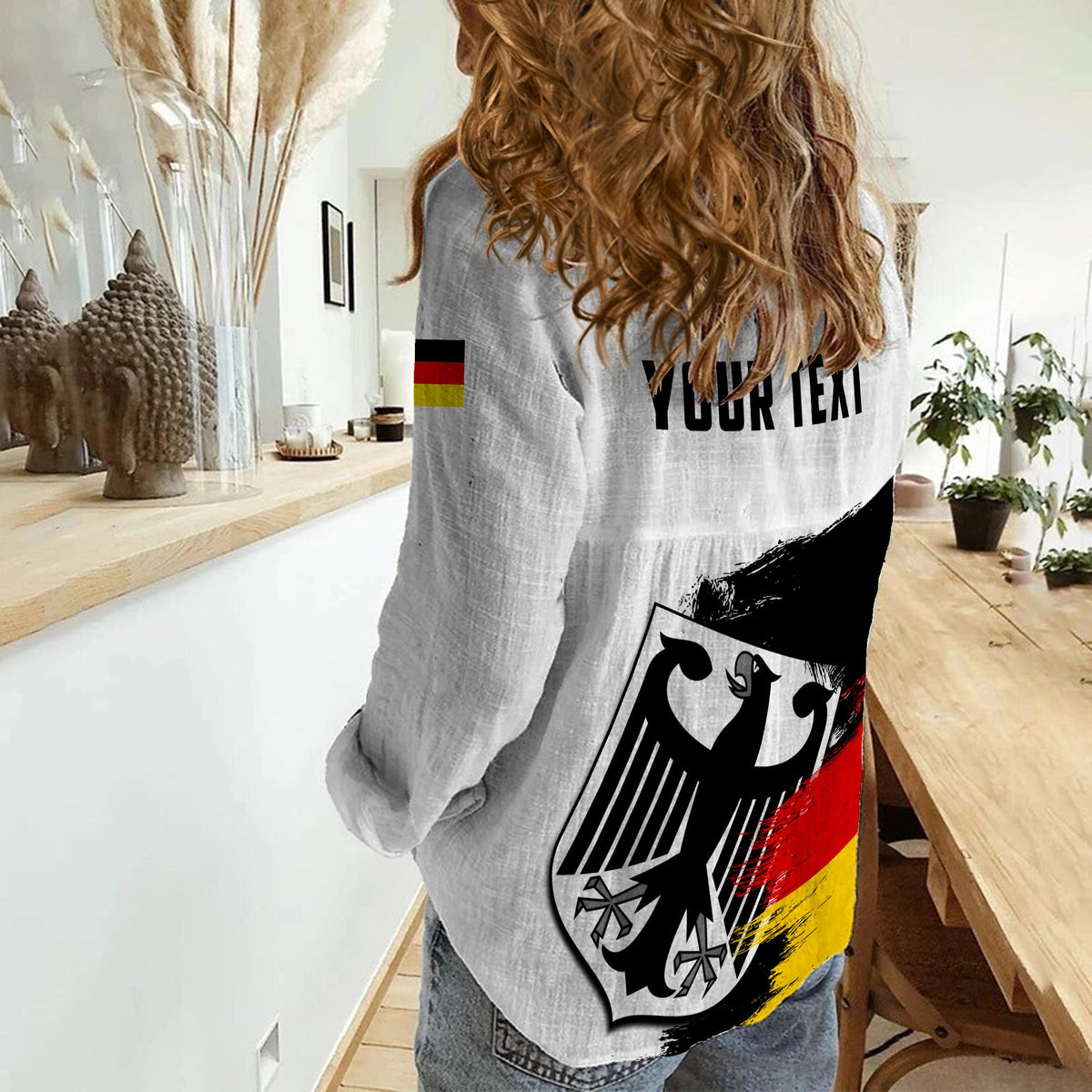 (Custom Personalised) Germany Women Casual Shirt Grunge Deutschland Flag and Eagle LT13 - Wonder Print Shop