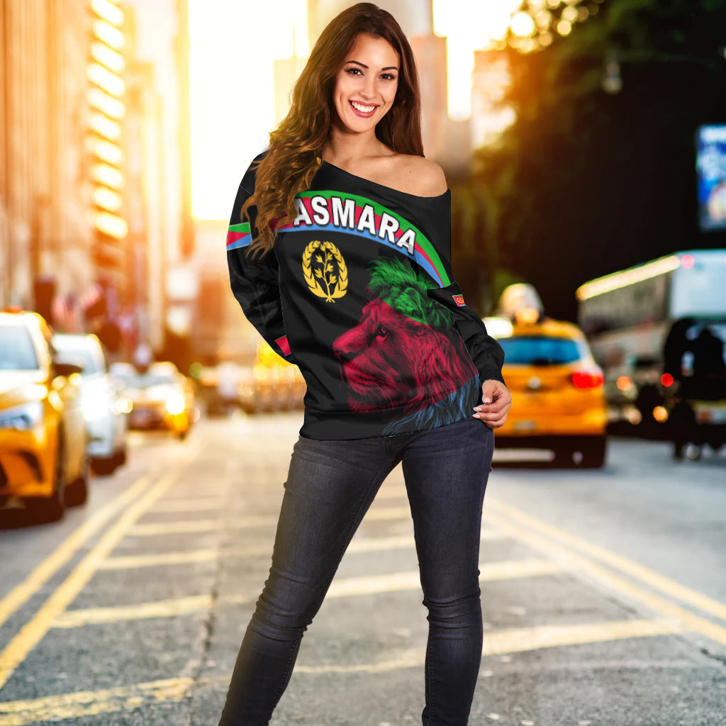 Asmara Eritrean Women Off Shoulder Eritrea Lion Proud Olive Symbol LT13 - Wonder Print Shop