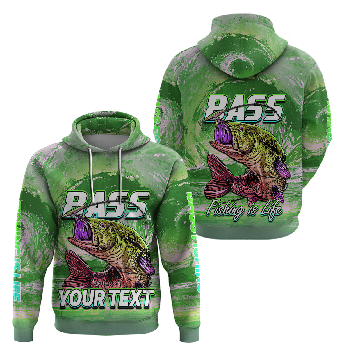 Custom Bass Fishing is Life Hoodie Hook Sport Largemouth Green - Wonder Print Shop