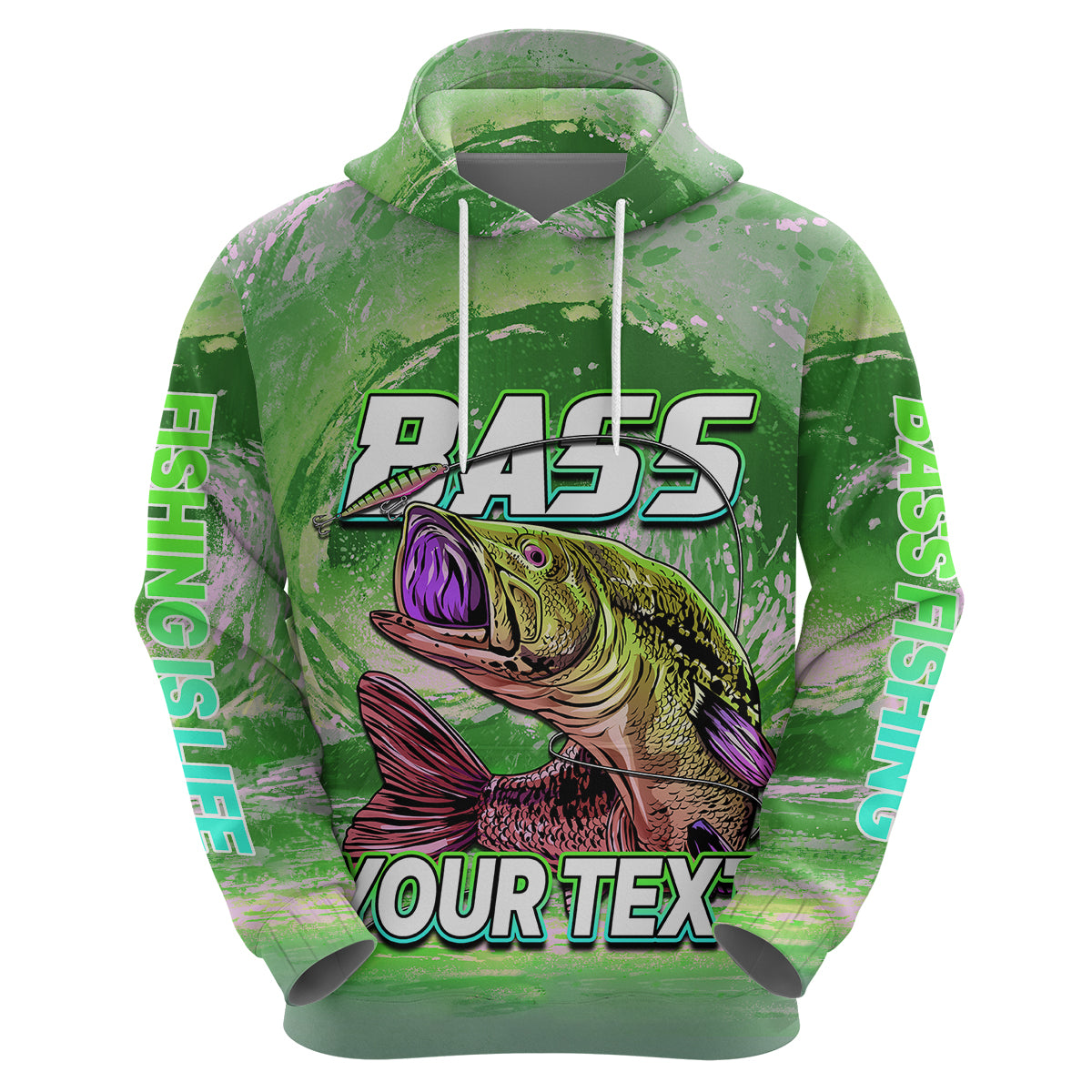 Custom Bass Fishing is Life Hoodie Hook Sport Largemouth Green - Wonder Print Shop