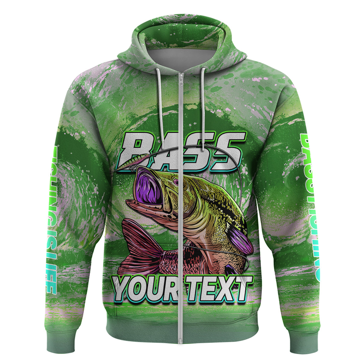 Custom Bass Fishing is Life Hoodie Hook Sport Largemouth Green - Wonder Print Shop
