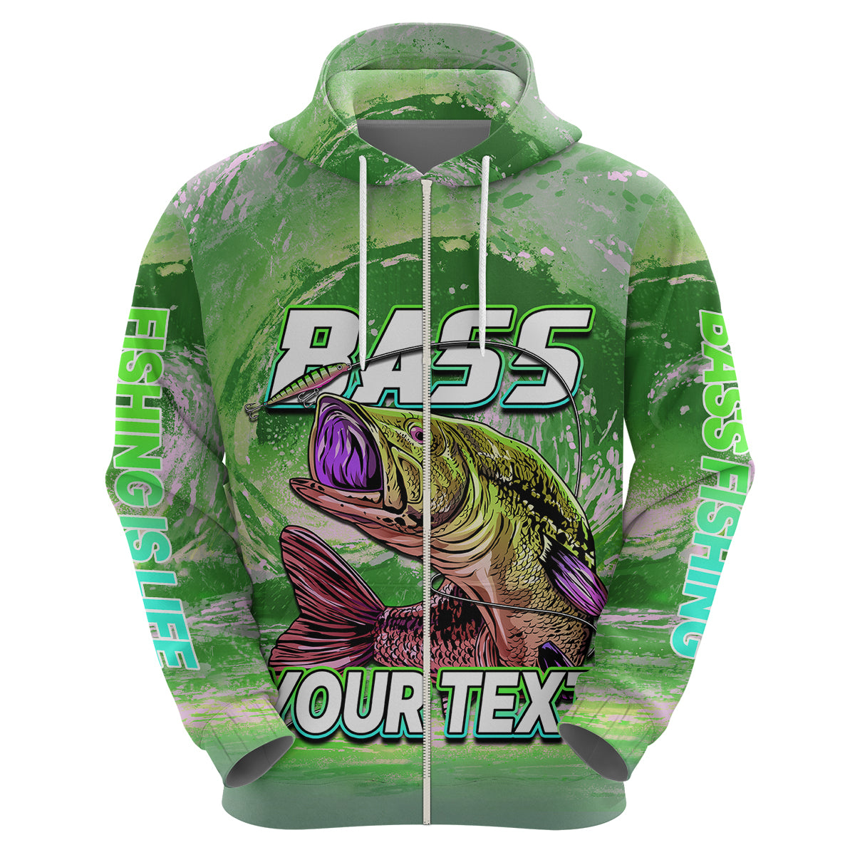 Custom Bass Fishing is Life Hoodie Hook Sport Largemouth Green - Wonder Print Shop
