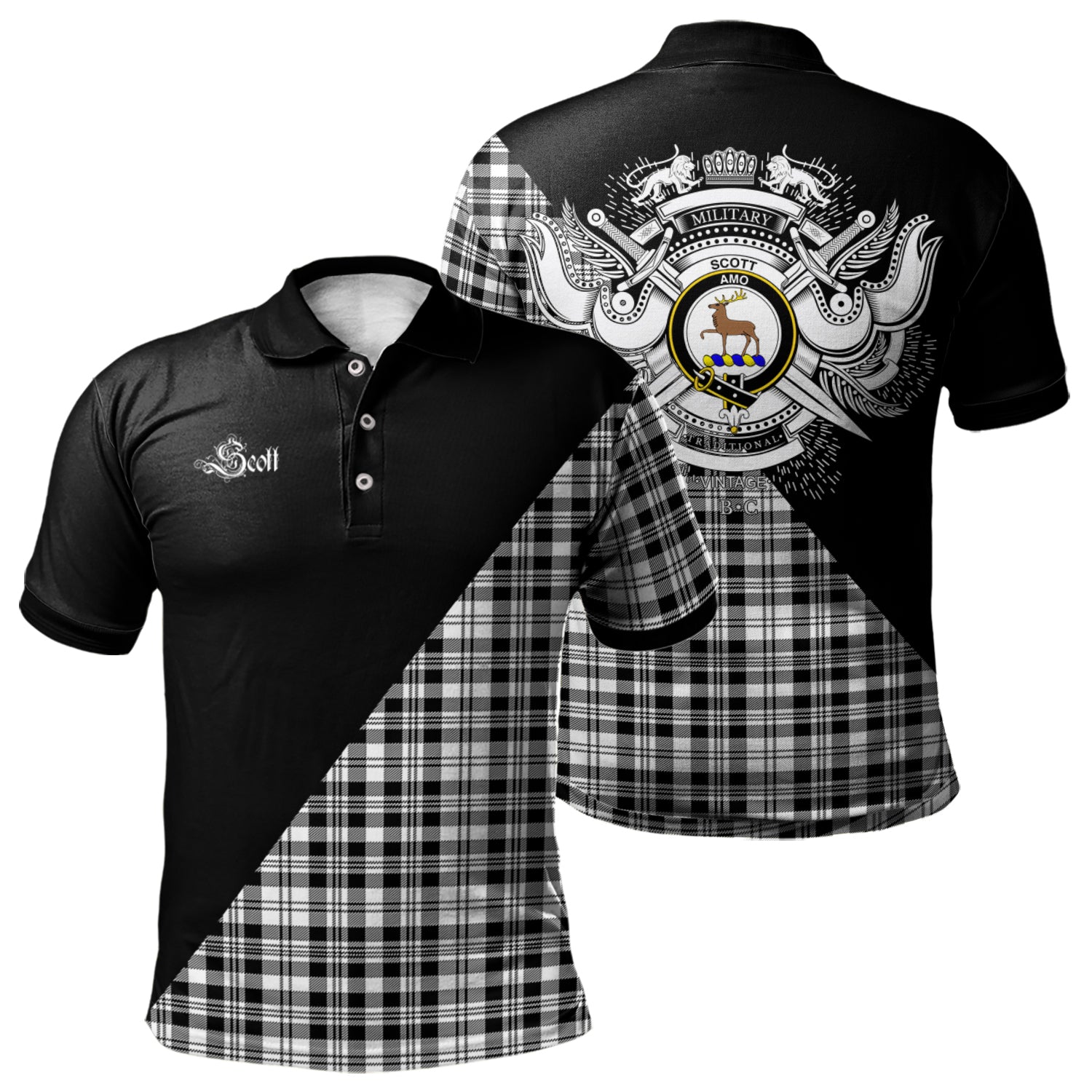scottish-scott-black-white-clan-crest-military-logo-tartan-polo-shirt