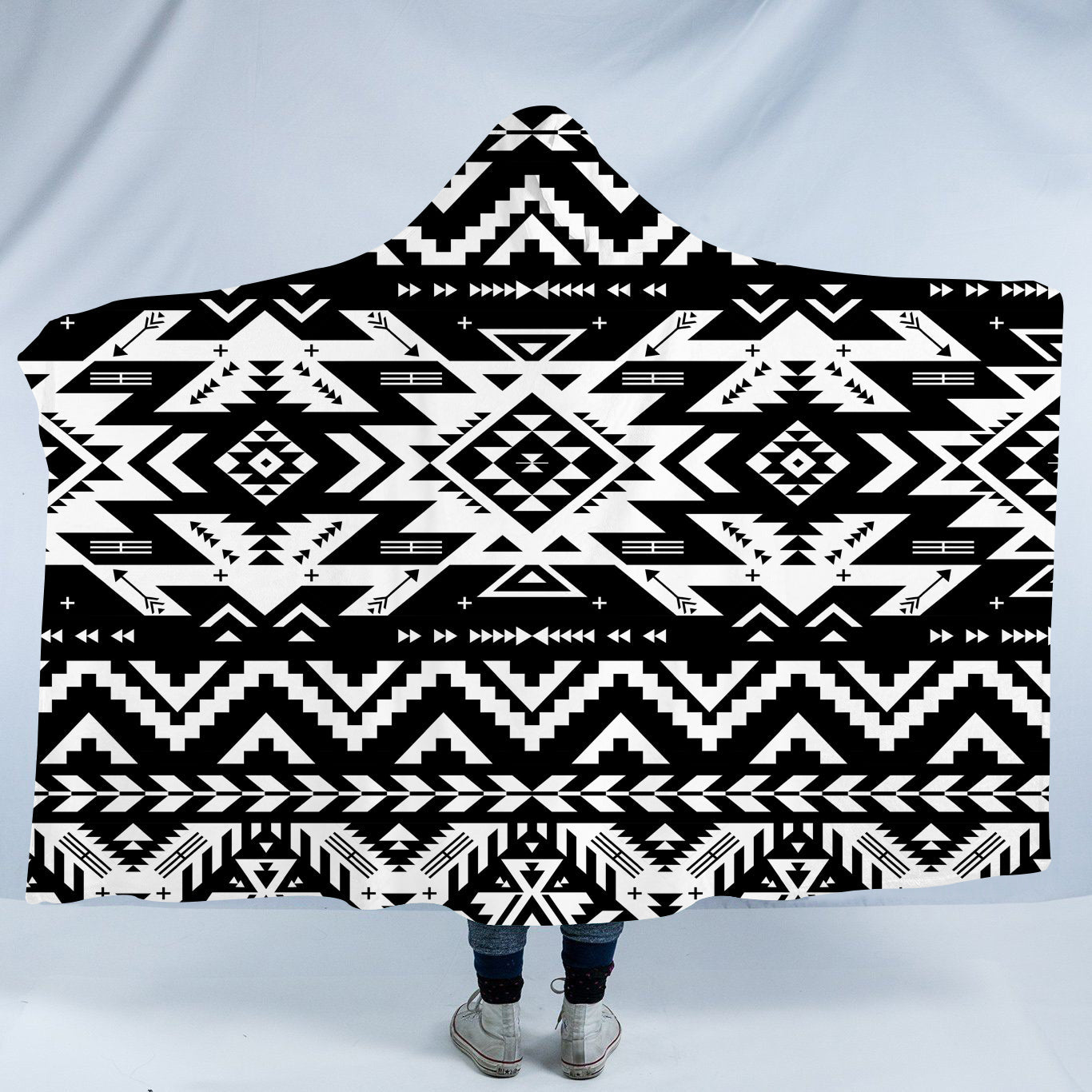 black-pattern-native-american-hooded-blanket
