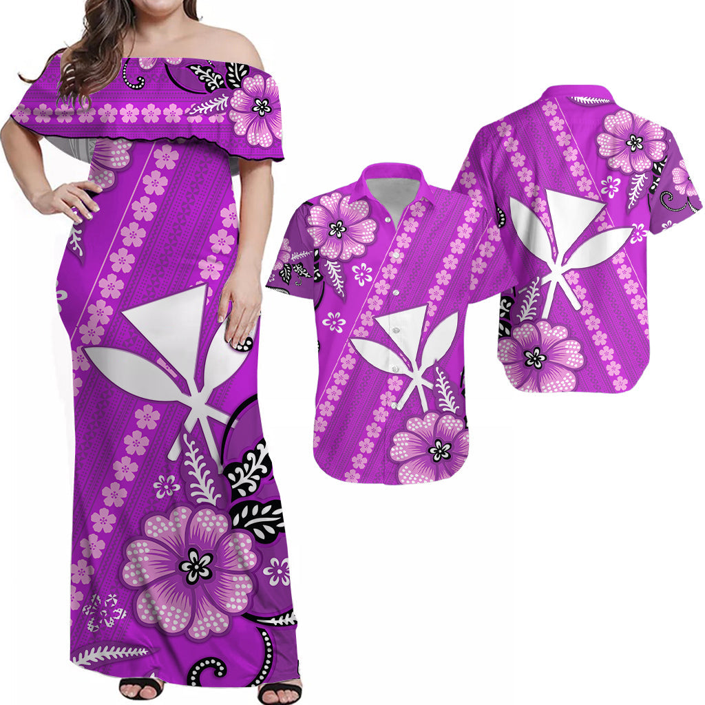 Hawaii Matching Hawaiian Shirt And Dress Kakau Tribal Purple Batik Floral Ver.01 LT13 - Wonder Print Shop