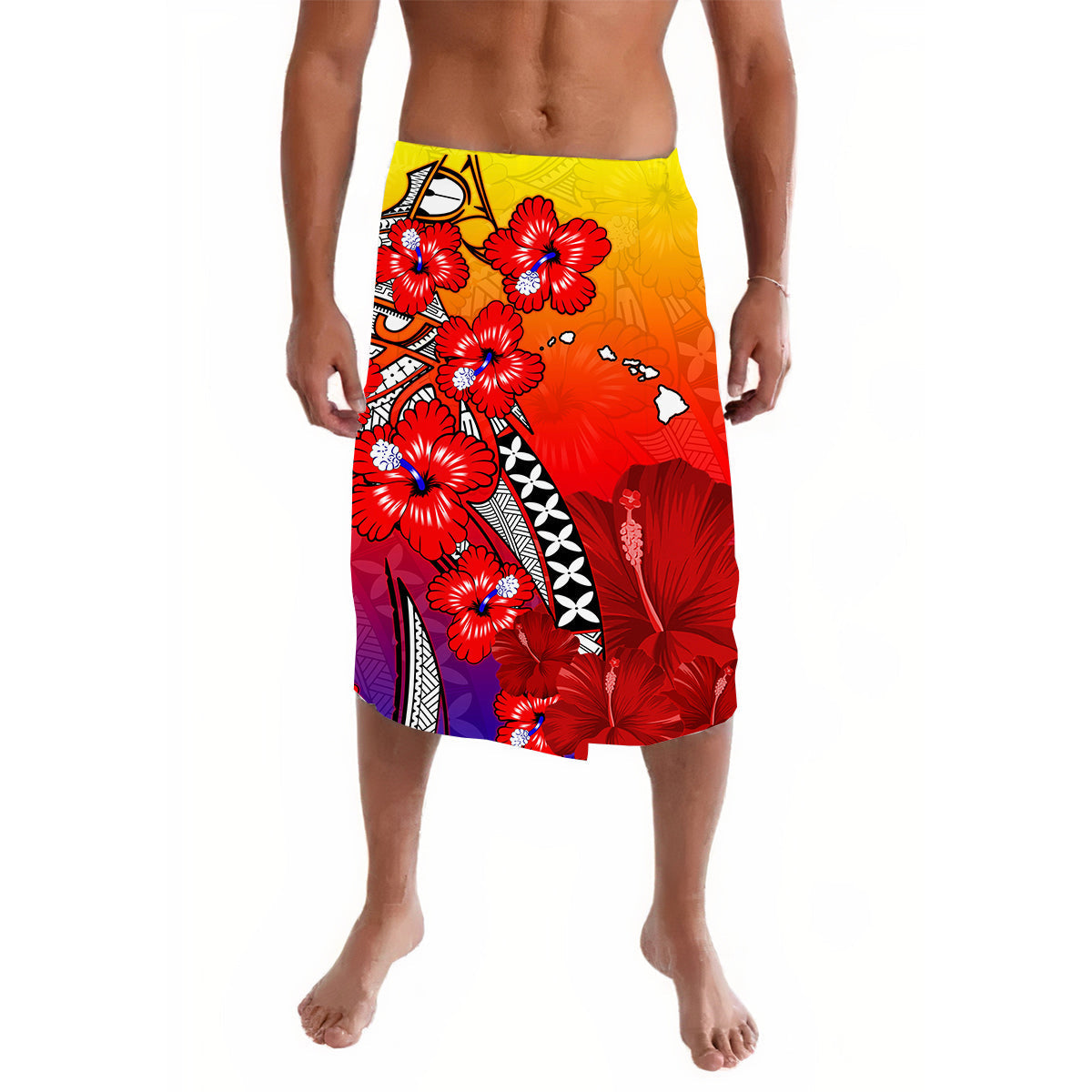 Hawaii Lavalava Polynesia Special 03 Hibiscus and Map Mystical LT13 - Wonder Print Shop