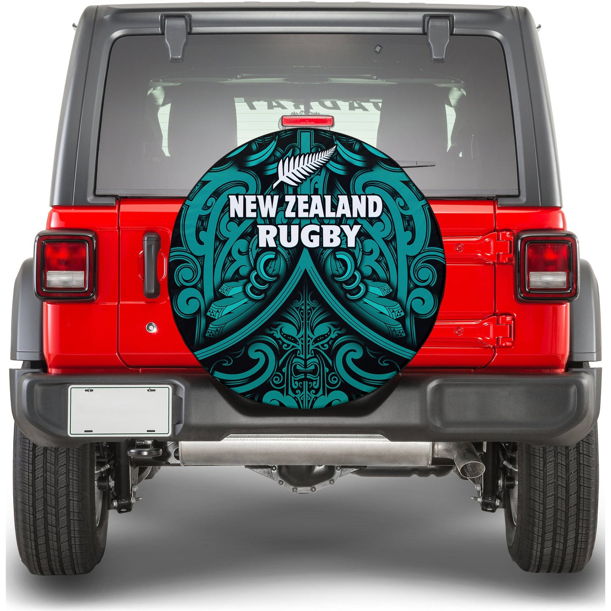 New Zealand Silver Fern Rugby Spare Tire Cover All Black Turquoise NZ Maori Pattern LT13 - Wonder Print Shop