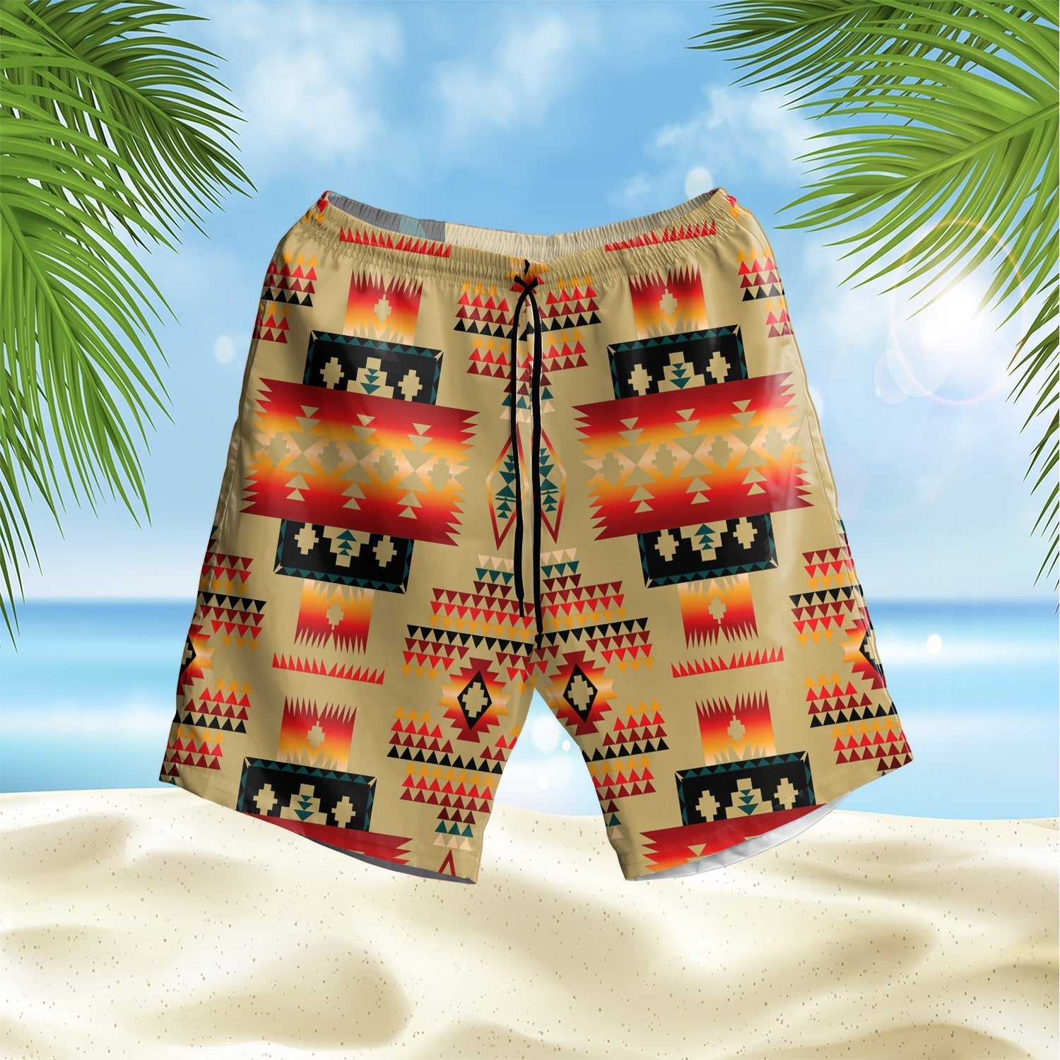 native-american-light-brown-hawaiian-shorts