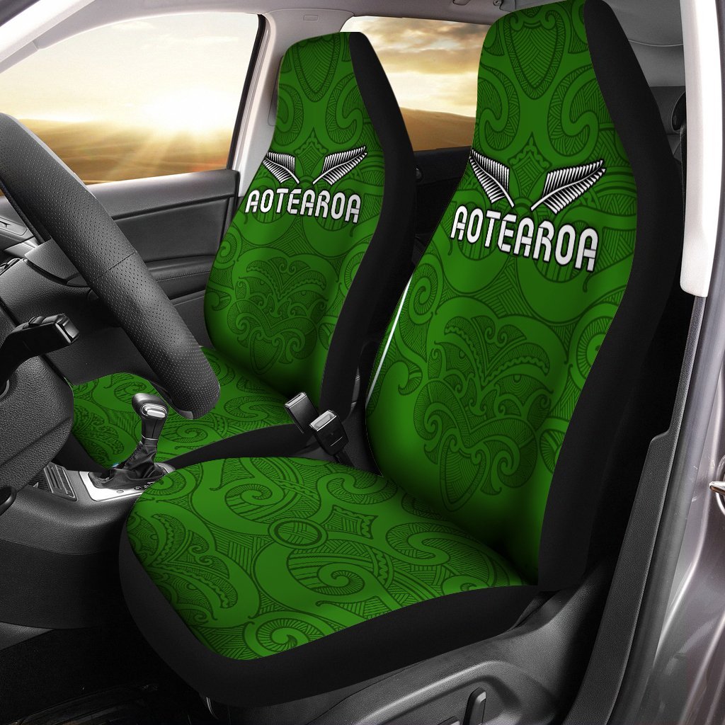 Maori 2021 Car Seat Covers - Green Aotearoa Tattoo LT13 - Wonder Print Shop