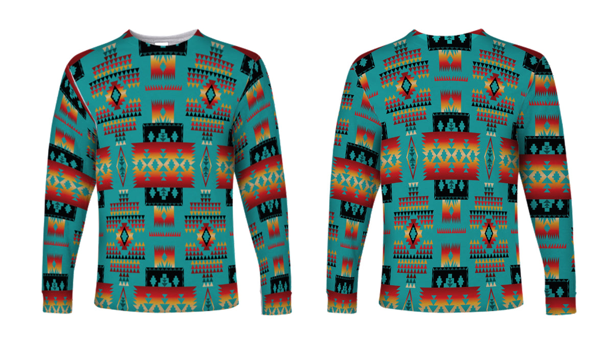 Blue Pattern Native American Long Sleeve LT10 - Wonder Print Shop