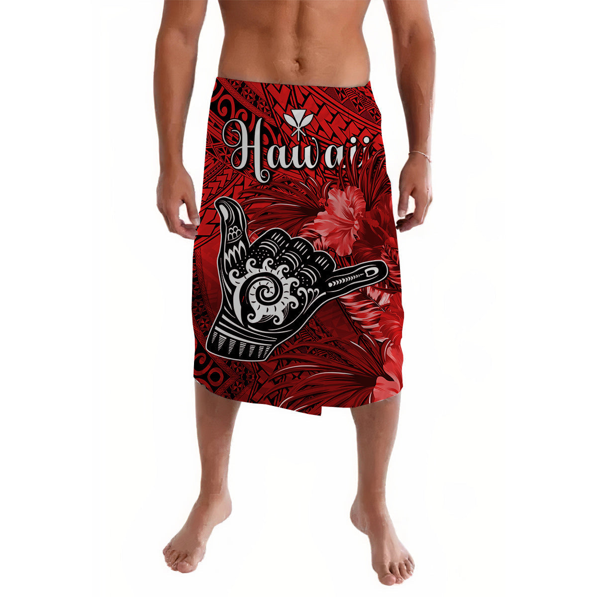 The Shaka Hawaii Lavalava Tropical Flowers Red Version LT13 - Wonder Print Shop